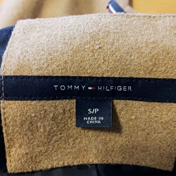 TOMMY HILFIGER Wool Peacoat Midi Sherpa Collar Belted Fully Lined Camel Size S - Picture 9 of 13